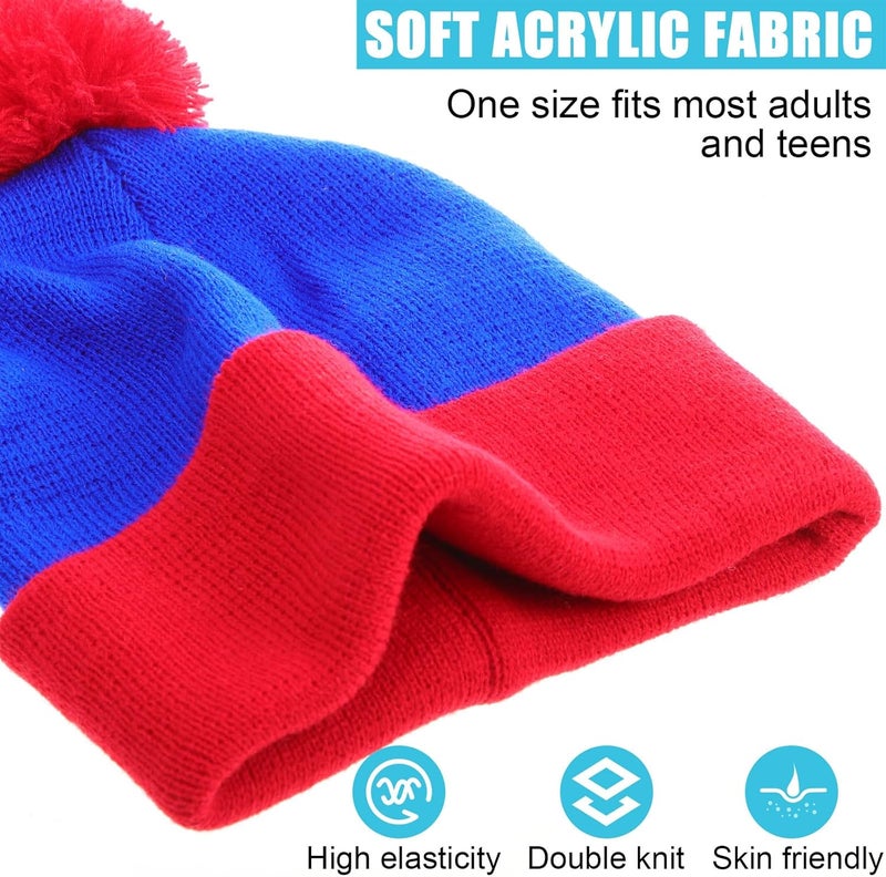 Shinymoon 2 Pcs Knit Pom Beanie Hat Halloween Character Cosplay Headwear Knitted Pompom Cuff Women Men's Winter Beanies - Image 4